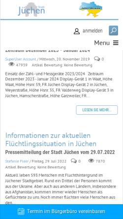 Vorschau der mobilen Webseite www.juechen.de, Gemeinde Jüchen