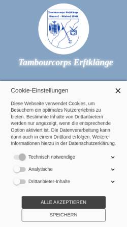 Vorschau der mobilen Webseite www.tambourcorps-erftklaenge.de, Tambourcorps Erftklänge Gustorf-Gindorf