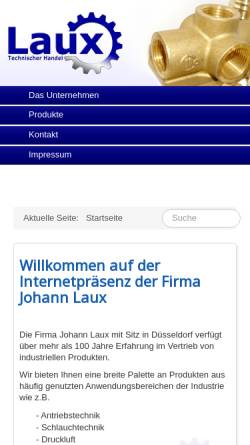 Vorschau der mobilen Webseite www.industriebedarf-laux.de, Johann Laux - Antriebselemente und Technischer Bedarf