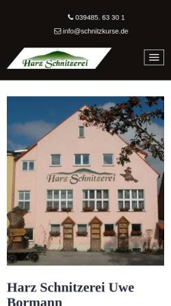 Vorschau der mobilen Webseite www.harz-schnitzerei.de, Harz Schnitzerei