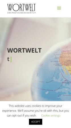 Vorschau der mobilen Webseite www.wort-welt.de, WortWelt Übersetzungsagentur, Inh. Sabine Dillinger