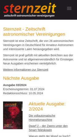 Vorschau der mobilen Webseite www.sternzeit-online.de, Sternzeit