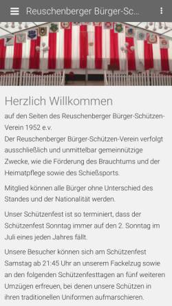 Vorschau der mobilen Webseite www.reuschenberger-bsv.de, Reuschenberger Bürger-Schützenverein 1952 e.V.