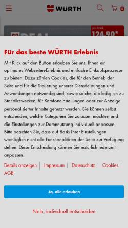 Vorschau der mobilen Webseite eshop.wuerth-ag.ch, Würth AG Schweiz