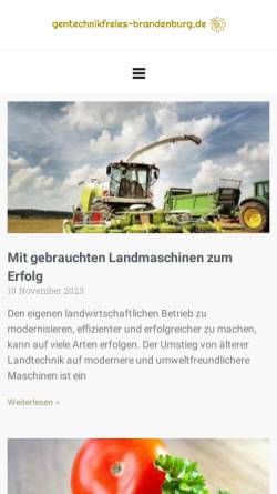 Vorschau der mobilen Webseite gentechnikfreies-brandenburg.de, Aktionsbündnis gentechnikfreie Landwirtschaft Berlin-Brandenburg