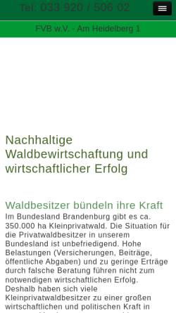 Vorschau der mobilen Webseite www.fvb-wv.de, Forstwirtschaftliche Vereinigung Brandenburg w. V.