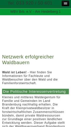 Vorschau der mobilen Webseite www.waldbauernverband-wbv.de, Waldbauernverband e.V.