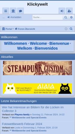 Vorschau der mobilen Webseite klickywelt.de, Klickywelt