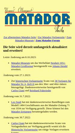Vorschau der mobilen Webseite www.murinsel.at, Matador Holzbaukästen