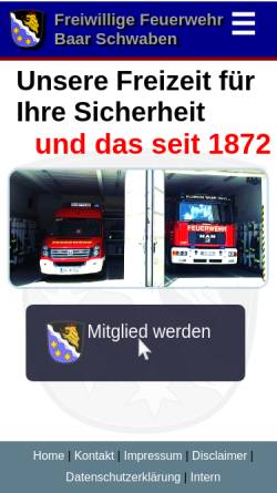 Vorschau der mobilen Webseite www.feuerwehr-baar-schwaben.de, Freiwillige Feuerwehr Baar Schwaben