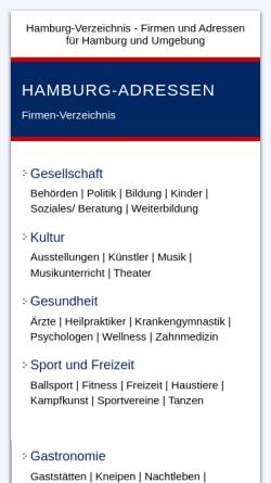 Vorschau der mobilen Webseite www.hamburg-adressen.de, Hamburg-Adressen