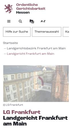 Vorschau der mobilen Webseite www.lg-frankfurt.justiz.hessen.de, Landgericht Frankfurt am Main