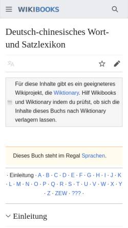 Vorschau der mobilen Webseite de.wikibooks.org, Deutsch-chinesisches Wort- und Satzlexikon (WikiBooks)
