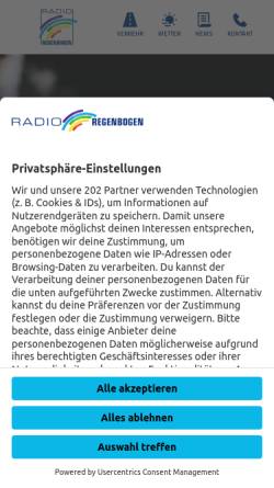 Vorschau der mobilen Webseite www.regenbogen.de, Radio Regenbogen