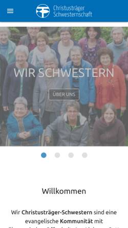 Vorschau der mobilen Webseite www.christustraeger-schwestern.de, Christusträger-Schwesternschaft