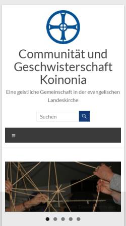 Vorschau der mobilen Webseite www.koinonia-online.de, Communität und Geschwisterschaft Koinonia