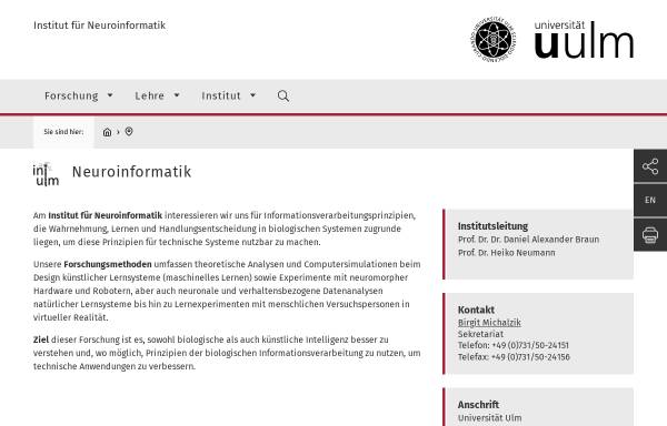 Vorschau von www.informatik.uni-ulm.de, Abteilung Neuroinformatik