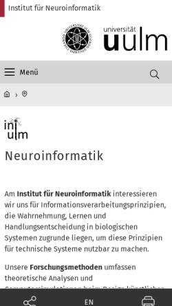 Vorschau der mobilen Webseite www.informatik.uni-ulm.de, Abteilung Neuroinformatik