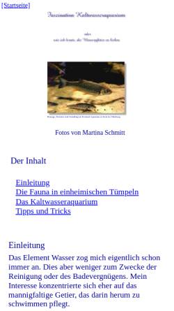 Vorschau der mobilen Webseite www.123schmitt.de, Faszination Kaltwasseraquarium