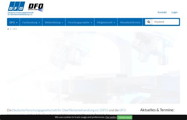 Vorschau von www.dfo-online.de, Deutsche Forschungsgesellschaft für Oberflächenbehandlung e.V.