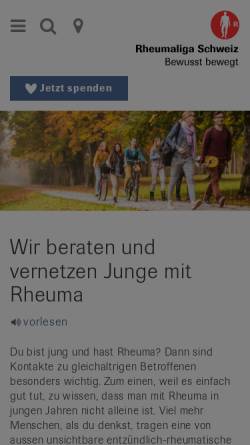 Vorschau der mobilen Webseite www.jungemitrheuma.ch, Junge mit Rheuma
