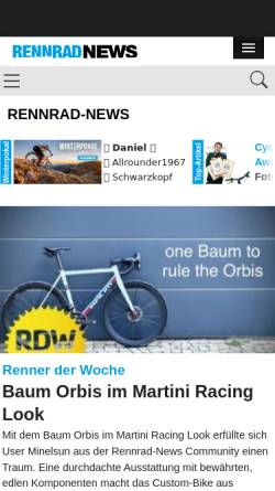 Vorschau der mobilen Webseite www.rennrad-news.de, Rennrad-News.de