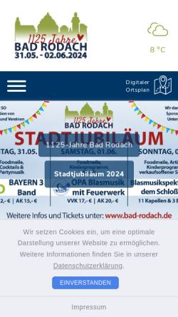 Vorschau der mobilen Webseite www.bad-rodach.de, Stadtverwaltung Bad Rodach