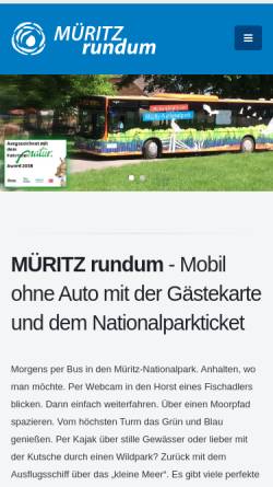 Vorschau der mobilen Webseite www.nationalparkticket.de, Müritz Nationalpark-Ticket