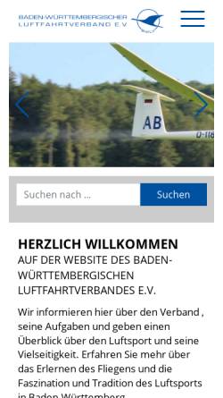 Vorschau der mobilen Webseite www.bwlv.de, Baden-Württembergischer Luftfahrtverband e.V.