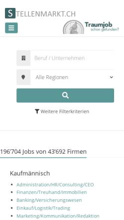 Vorschau der mobilen Webseite www.stellenmarkt.ch, Stellenmarkt.ch, JobCloud AG