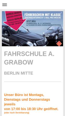Vorschau der mobilen Webseite www.fahrschule-berlin-mitte.de, Fahrschule A. Grabow Berlin