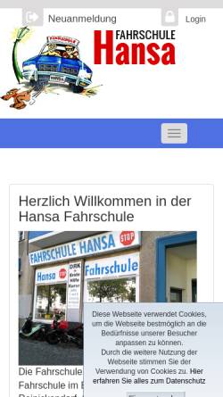 Vorschau der mobilen Webseite www.fahrschule-hansa.de, Fahrschule Hansa