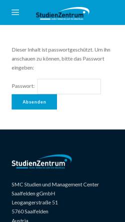 Vorschau der mobilen Webseite studienzentrum.at, SMC - Studien- und Management Center Saalfelden