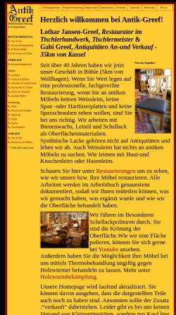 Vorschau der mobilen Webseite www.antik-greef.de, Antik-Greef