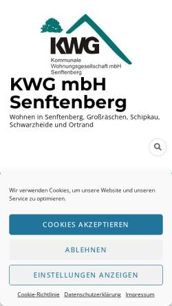 Vorschau der mobilen Webseite www.kwg-senftenberg.de, Kommunale Wohnungsgesellschaft mbH