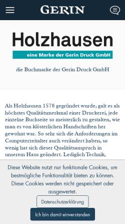 Vorschau der mobilen Webseite www.holzhausen.at, Druckerei und Verlag Holzhausen