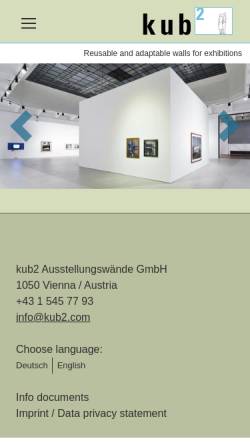 Vorschau der mobilen Webseite www.kub2.com, kub² Ausstellungswände Gmbh