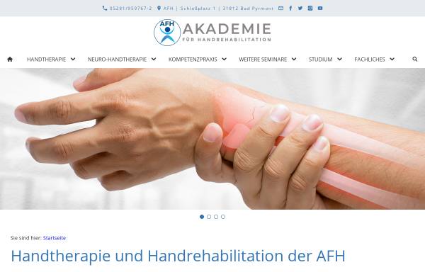 Vorschau von www.akademie-fuer-handrehabilitation.de, Akademie für Handrehabilitation, Bad Pyrmont