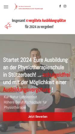 Vorschau der mobilen Webseite www.physiokompetenz-stuetzerbach.de, Kur-Natur-Lehrinstitut