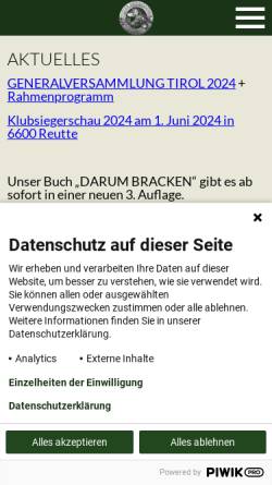 Vorschau der mobilen Webseite www.bracken.at, Österreichischer Brackenverein