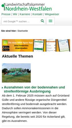 Vorschau der mobilen Webseite www.landwirtschaftskammer.de, Landwirtschaftskammer Nordrhein-Westfalen