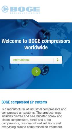 Vorschau der mobilen Webseite www.boge.com, Boge Kompressoren Otto Boge GmbH & Co. KG