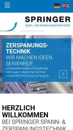 Vorschau der mobilen Webseite www.springer-zerspanungstechnik.de, Springer Zerspanungstechnik