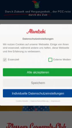 Vorschau der mobilen Webseite www.aliwatschi.de, Plessaer Carnevals-Club e.V. (PCC)