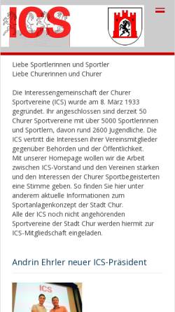 Vorschau der mobilen Webseite www.ics-chur.ch, Interessengemeinschaft der Churer Sportvereine