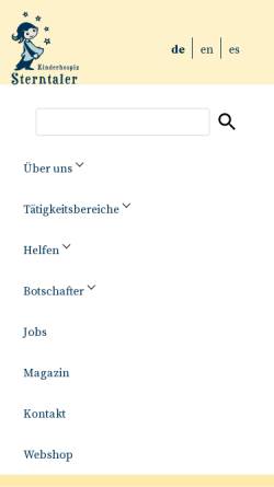 Vorschau der mobilen Webseite www.kinderhospiz-sterntaler.de, Förderverein Kinderhospiz Sterntaler e.V. Mannheim