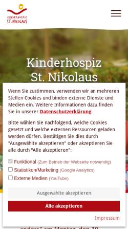 Vorschau der mobilen Webseite www.kinderhospiz-nikolaus.de, Kinderhospiz Allgäu