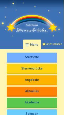 Vorschau der mobilen Webseite www.sternenbruecke.de, Kinder-Hospiz Sternenbrücke in Hamburg