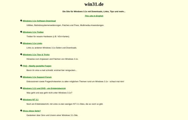 Vorschau von www.win31.de, Windows 3.1x Downloads und Links