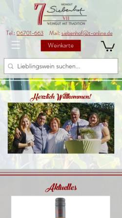 Vorschau der mobilen Webseite www.siebenhof.de, Weingut Siebenhof